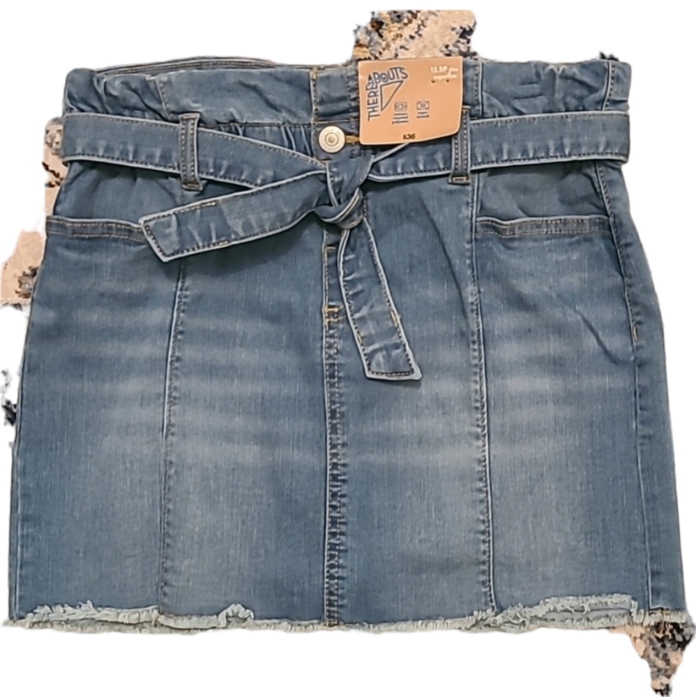THEREABOUTS GIRLS BLUE JEAN SKIRT PLUS SIZE 12.5 PLUS SUPERFLEX
